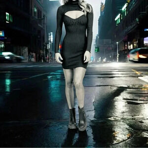 HERA COLLECTION black bustier mini dress - goth rave bodycon - women’s medium